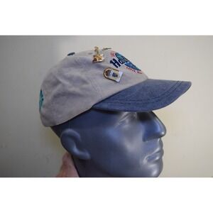VTG 90s Hardrock Cafe Mens Hat Cap Beige Blue Myrtle Beach Dad Snapback + PINS